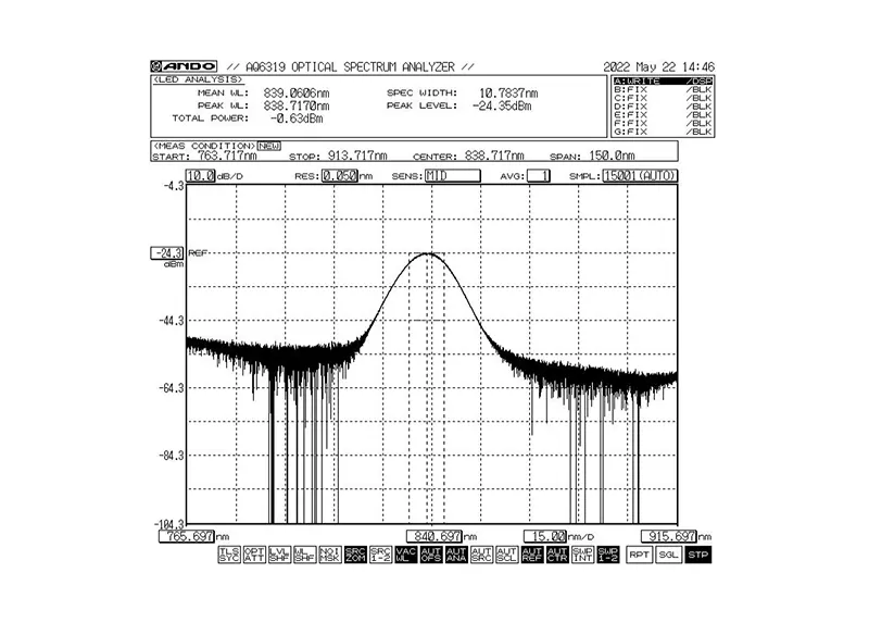 840nm 5mW 10nm బ్యాండ్విడ్త్ SLED బ్రాడ్బ్యాండ్ లైట్ సోర్స్ మాడ్యూల్ 840nm 5mW 10nm బ్యాండ్విడ్త్ SLED బ్రాడ్బ్యాండ్ లైట్ సోర్స్ మాడ్యూల్